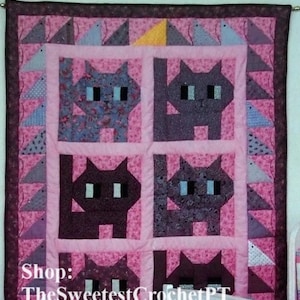 Cat quilt sewing pattern Cats and mice pattern 42 x 56 inches Home decor DIY Vintage pattern INSTANT DOWNLOAD Digital Pdf