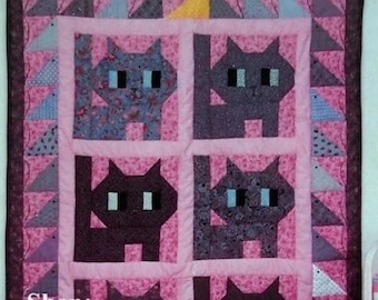 Cat quilt sewing pattern Cats and mice pattern 42 x 56 inches Home decor DIY Vintage pattern INSTANT DOWNLOAD Digital Pdf
