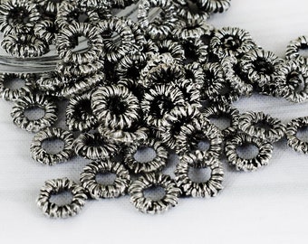 Antiekzilveren ringen 9 x 2 mm, verzilverde rondelle tussenkralen, ringschakels, 10 stuks