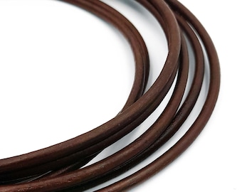 4mm Brown Leather Cord, Brown Greek Leather Cord, Necklace Cord, Jewelry Supplies, 1 meter