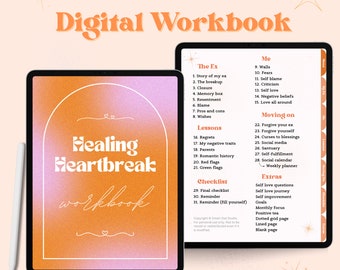 Healing Heartbreak Digital Workbook | Hyperlinked Notebook, Journal, GoodNotes, Kindle Scribe PDF | Release Ex & Transform Pain into Growth