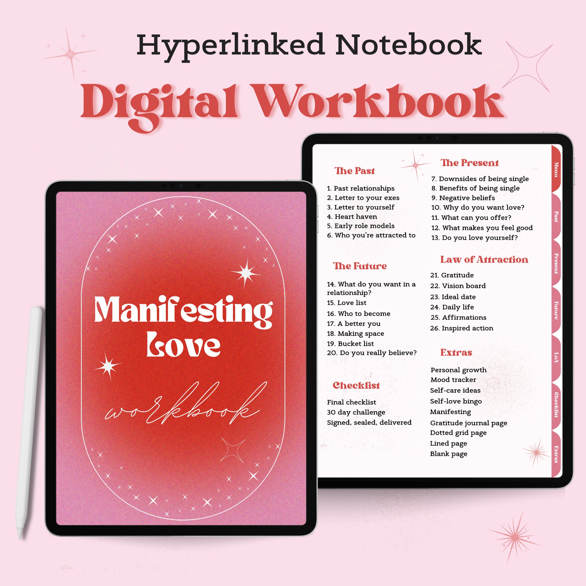 Manifesting Soulmate Love Digital Workbook | Hyperlinked Notebook, Journal, GoodNotes PDF | Manifest Soul Mate Planner, Law of Attraction