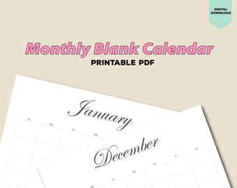 Colourful Blank Calendar Template, 11 X 8.5 Inches, Horizontal ...