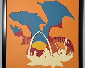 Gelaagde papiermuurkunst Charizard