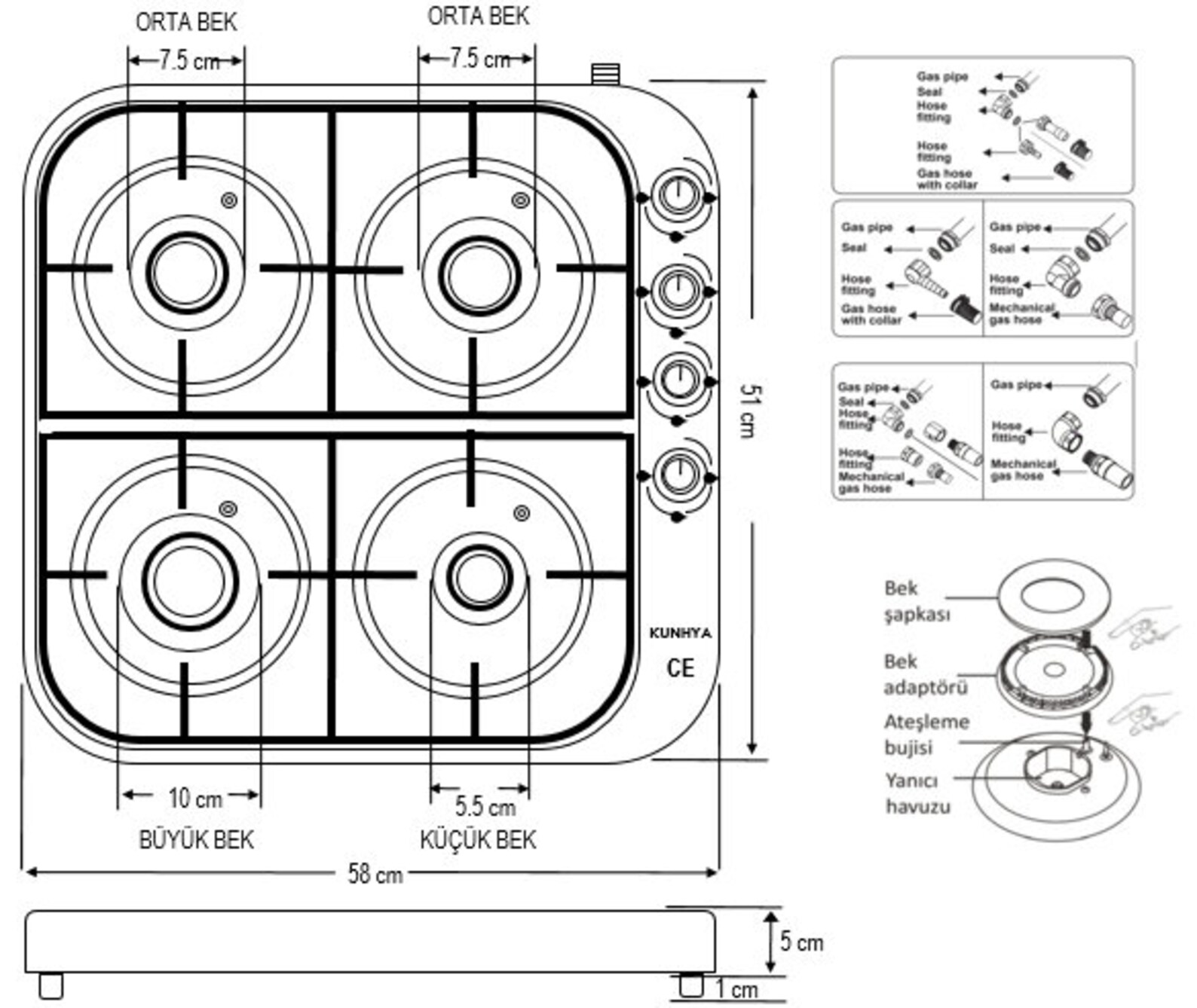 Four Burner Gas Cooker Natural Gas Cookers Stove Enamel Etsy