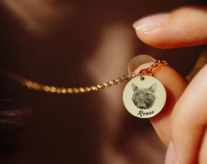 Custom Pet Portrait Necklace,Your Pet Photo Necklace,Pet Memorial Jewelry,Pet Loss Gift,Handmade Jewelry,Name Necklace,Christmas gift
