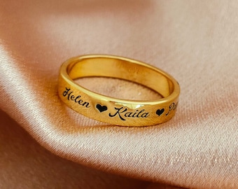 Custom Heart Name Ring,Engraved Stackable Rings,Bridesmaids Gift,Couples rings,Family ring,MOTHERS GIFT, Best Friend Gift,Anniversary Gift