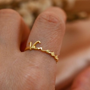 Custom Dainty Stacking Name Ring,Engraved Skinny Band Ring,Pet Name Ring,Gold Name Ring,Best Friend Gifts,Christmas Gifts,Birthday Gifts