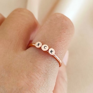 Personaliz letter Ring,Dainty tiny Initial Ring,Sterling Silver Ring,Stacking Ring,Custom Name Ring,Signet Ring,Bridesmaid Gift,Couples ring