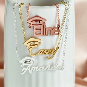Personalized Graduation Necklace,Bachelor Cap Necklace,Custom High School,College Graduation Gift,Name Pendant Grad Cap Jewelry,Gift for Her