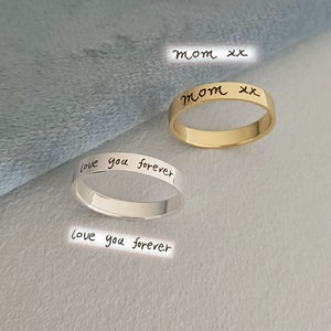 Personalized Engraved Handwriting Ring,Custom Name Ring,Custom Engraved Ring,Stackable Ring,Date Coordinate Ring,Christmas gift