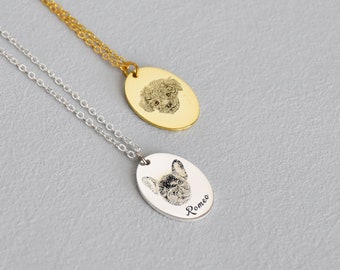 Personalized Pet Photo Necklace,Custom Pet Portrait Necklace,Pet Memorial Gift,Photo Pendant,Dog Mom Necklace,Custom Gift for Pet Lover