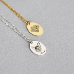 Personalized Pet Photo Necklace,Custom Pet Portrait Necklace,Pet Memorial Gift,Photo Pendant,Dog Mom Necklace,Custom Gift for Pet Lover
