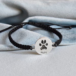 Personalized Dog Name Jewelry,Custom Pet Paw Bracelet,Pet Paw Print Bracelet,Woven Bracelet Gift for loss of pet,Gift For Pet Lovers