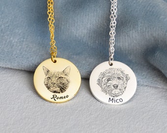 Personalized Pet Photo Necklace,Custom Pet Portrait Necklace,Pet Memorial Gift,Photo Pendant,Dog Mom Necklace,Custom Gift for Pet Lover