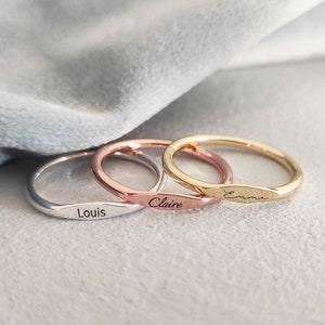 Custom Stackable Name ring, Personalized Gift for New Mom,Skinny Ring,Custom Name Ring,Mother&#39;s Day Gift,Baby Shower Gift
