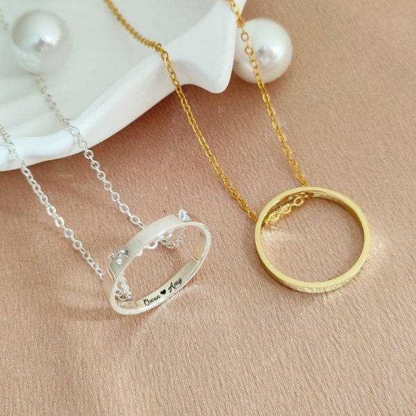 Custom Circle Necklace, Silver Ring Necklace,Choker Necklace, Gold Ring Necklace,The Inner Circle Necklace,Gift for Her,Bridesmaid Gifts