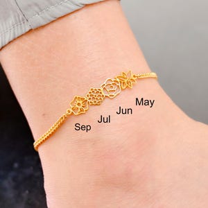 Personalized Multiple Birth flower anklet,Family Birth Flower Bouquet Bracelet For Mom,Personalized Gift,Christmas Gift,bridesmaid gifts