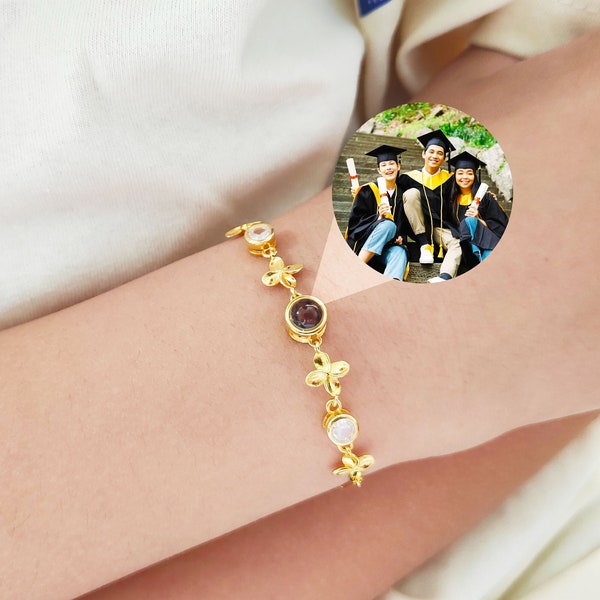 Personalized Photo Bracelet,Projection Flower Bracelet,Handmade Jewelry for Christmas,Gifts for Mom Lover Girlfriend,Birthday Wedding Gift