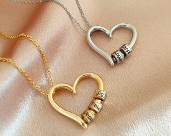 Custom Engraved Heart Necklace,Family name Necklace,Custom Multiple Kid Name Necklace for Mom and Grandma,handmade jewelry,mother&#39;s day gift