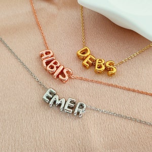 Collar con inicial de oro personalizado, collar con letra de globo, regalo de cumpleaños con globo, regalo del día de la madre, collar con letra de burbuja en 3D, collar con nombre de burbuja