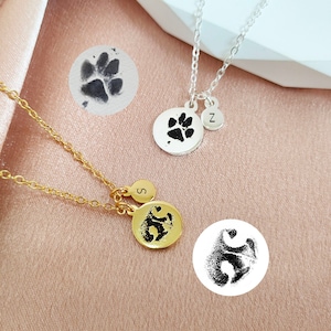 Custom Actual Dog Paw Necklace,Dog Nose Print Necklace,Pet Memorial Gift,Name Necklace,Pet Lover Necklace,Christmas gift,Pet Loss