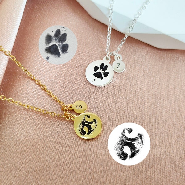 Custom Actual Dog Paw Necklace,Dog Nose Print Necklace,Pet Memorial Gift,Name Necklace,Pet Lover Necklace,Christmas gift,Pet Loss