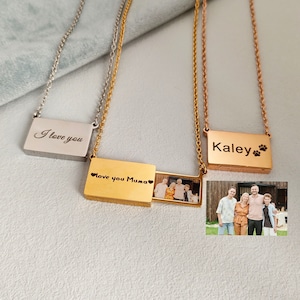 Collar con medallón de fotos personalizado, medallón de álbum de fotos familiar, collar de carta de amor con foto de sobre, regalo de dama de honor, regalo del día de la madre