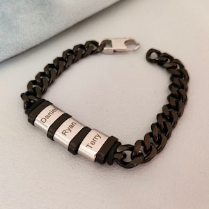 Pulsera personalizada para hombre, pulsera con nombre de cuentas para hombre, pulsera grabada, regalo para hombre, regalo del día del padre, regalo de graduación, regalo de boda