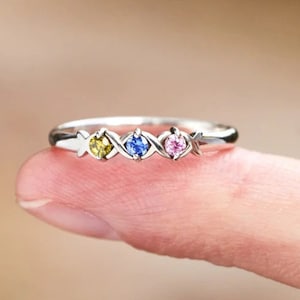 Dainty Birthstone Ring,Family Birthstone Ring,Birthstone Ring Gold,Mothers Ring,Personaliz Gift,Valentine Gift,Handcraft Ring,Christmas Gift