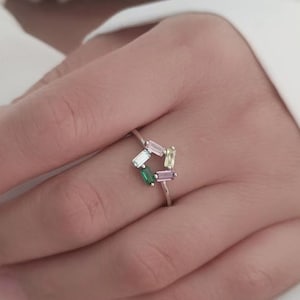 Personalized Dainty Birthstone Ring,Birthstone Jewelry,Family Birthstone Mothers Ring,Christmas Gift,Birthday Gift,Wedding Gifts,silver ring