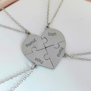 Personalized Name Heart Puzzle Necklace,Couple Necklace,Puzzle Piece Necklace Family Love Pendant,Best Friend Gifts,Christmas Gift for Her
