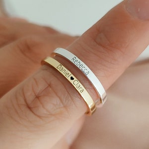 Anillo delgado personalizado con grabado, anillo con nombre personalizado, anillo grabado, anillo con mensaje, regalo para mejor amiga, regalo de aniversario, regalo para madre, regalo de Navidad.