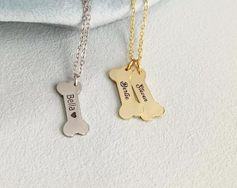 Personalized Dog Bone Necklace, custom Name necklace , Dog Lover Gift, Pet Memorial,Dog Bone Charm Necklace,Dog Necklace