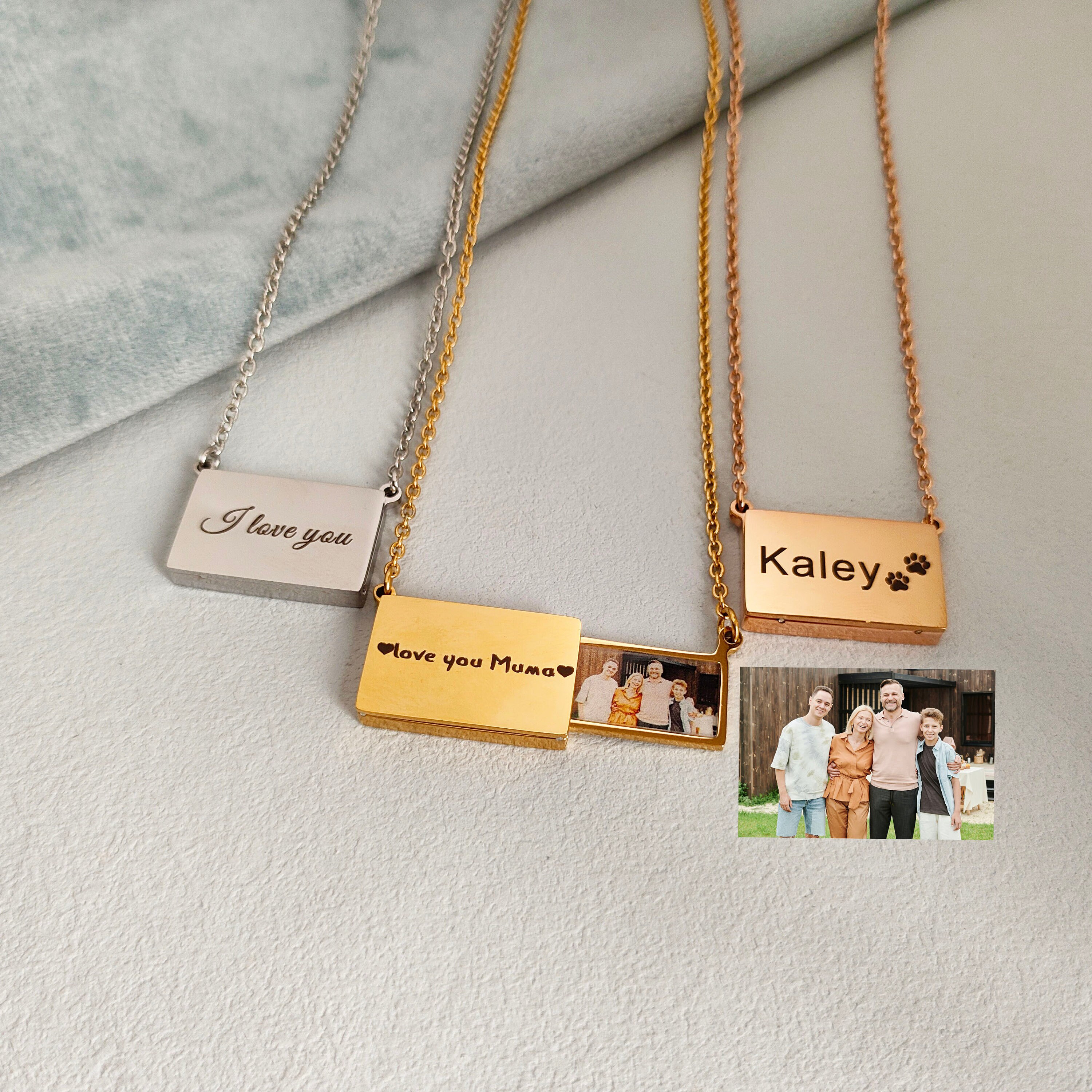 Custom Photo Locket Necklace, Family Photo Album Locket, Envelope Photo Love Letter Necklace,Bridesmaid Gift,Mother's day gift