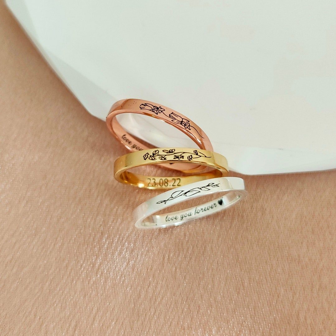 Custom Thin Birth Flower Ring,multiple Flower Ring,birthmonth Flower