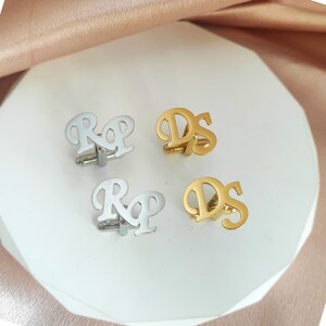 Gemelos de letras personalizados, regalo para él, regalo de boda, gemelos iniciales, gemelos de padrinos de boda, regalo para papá, regalo de aniversario, regalo del Día del Padre