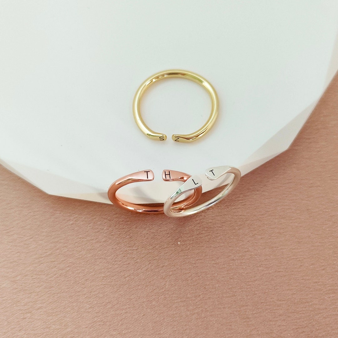 Personalized Initial Ring,custom Letter Ring,adjustable Ring,couple ...