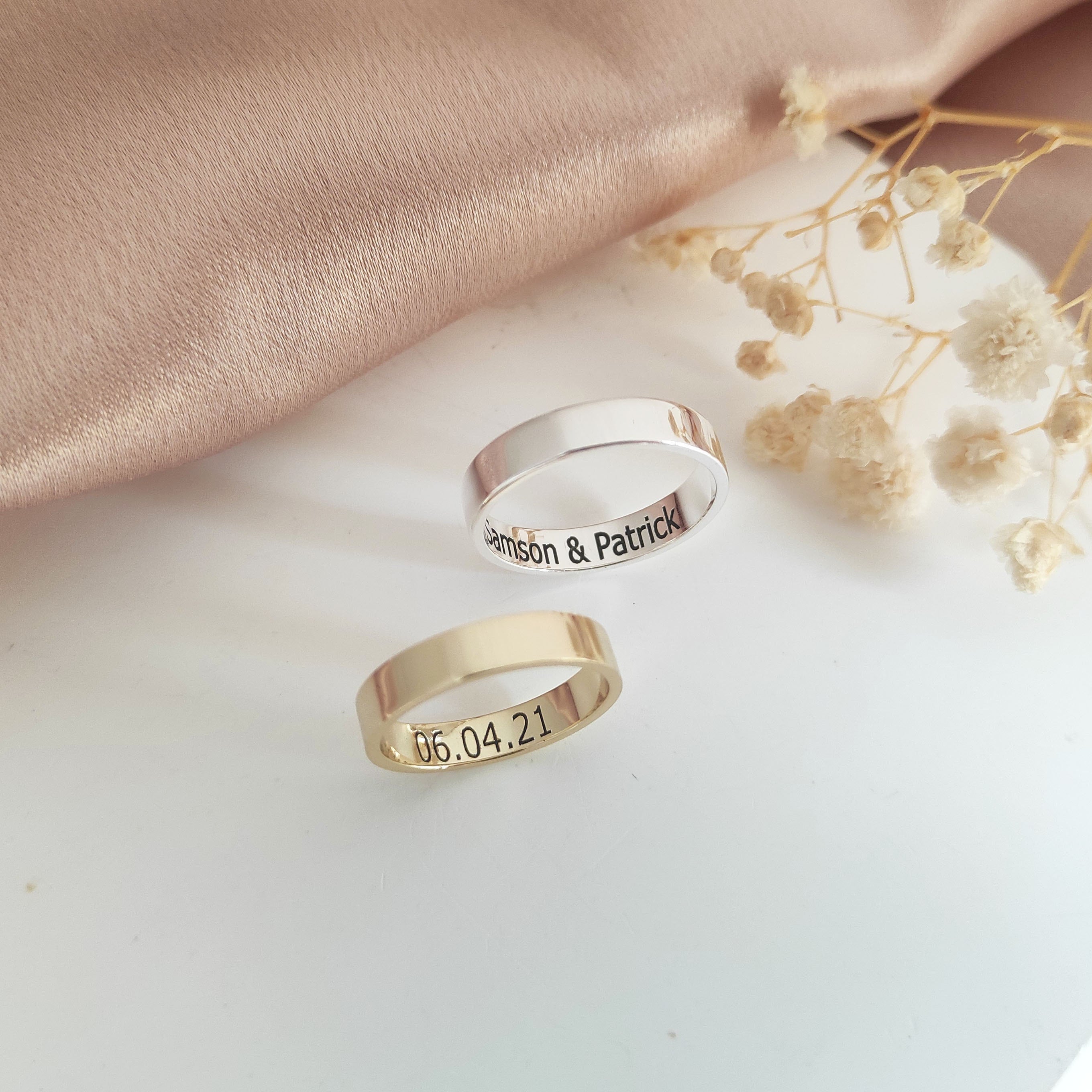 Couple rings with engraved names deals
