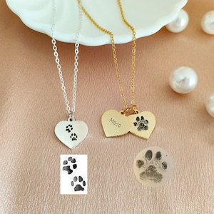 Heart With Dog Paw Print and Engraved Name Pendant Heart With Dog Paw Print and Engraved Name Pendant