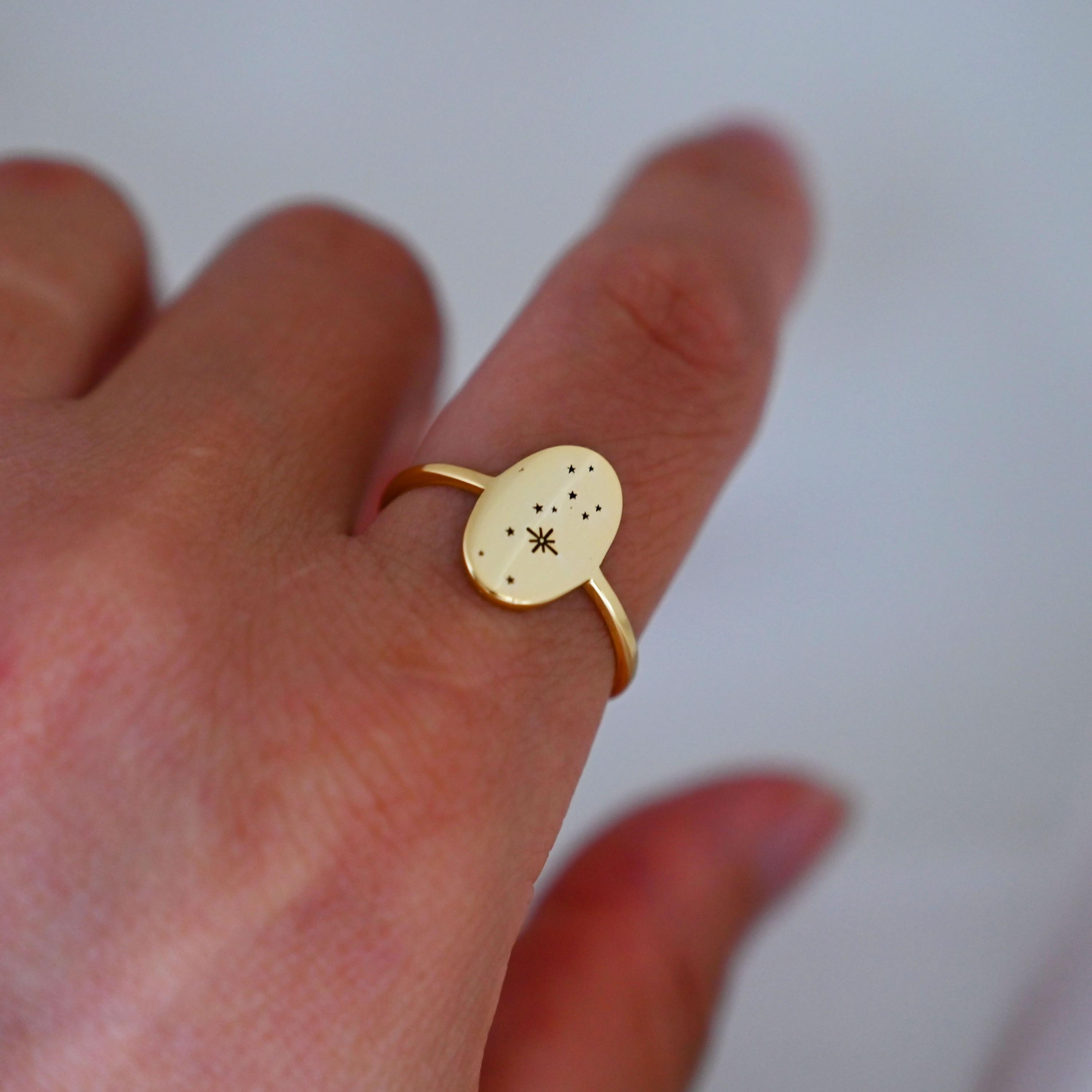 Personalised Zodiac Constellation Ring,star Birth Sign Signet Ring ...