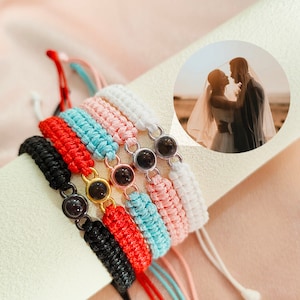 Custom Photo Projection Bracelet,Braided Rope Bracelet,Photo Bracelet,Boyfriend Bracelet,Couples Bracelet,Birthday Wedding Gift,BFF Gift