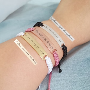 Pulsera de barra personalizada, pulsera tejida, pulsera de barra manuscrita, pulsera de barra trenzada, coordenadas de pulsera personalizadas, regalo de Navidad