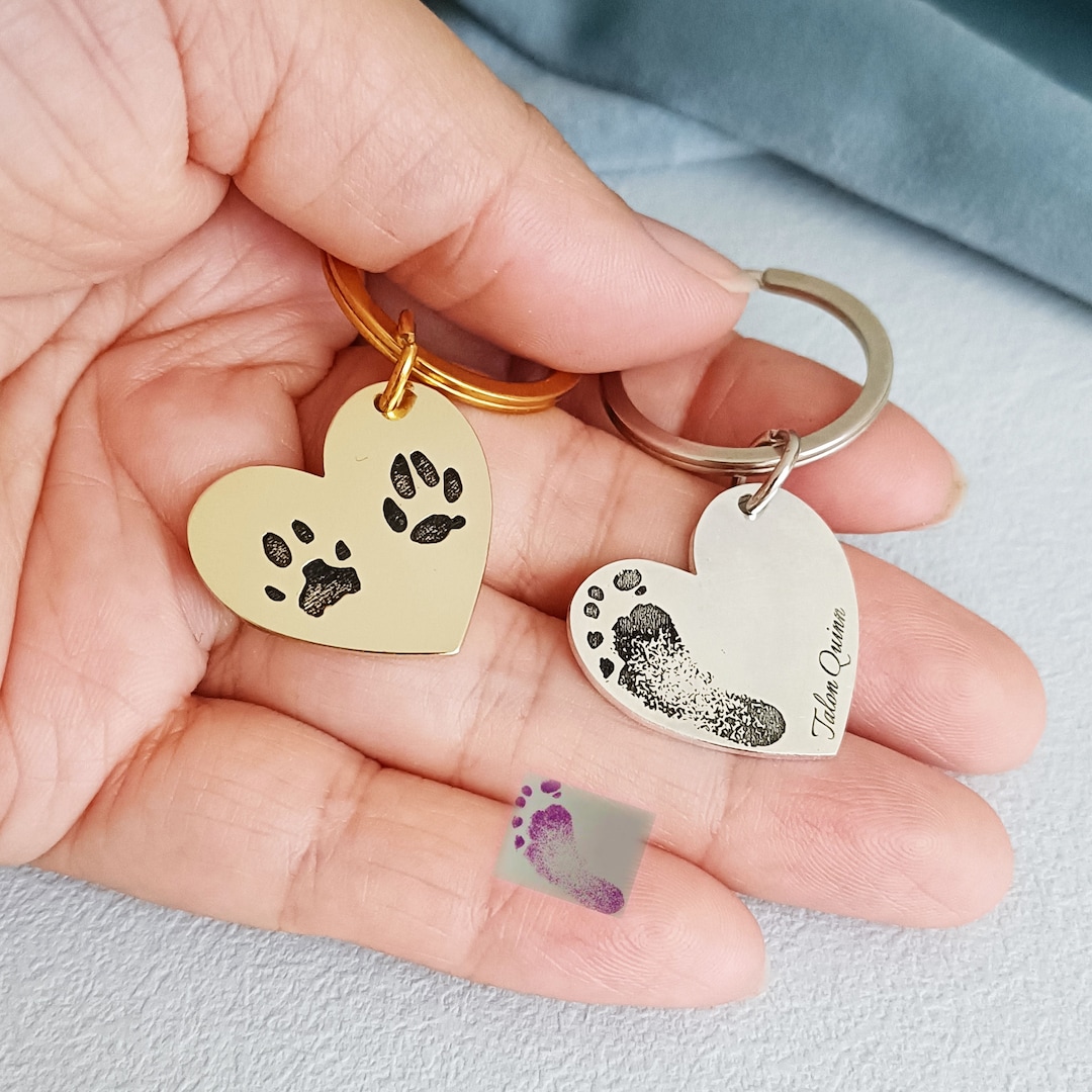 Personalized Handprint Keychain,custom Name Keychain,engraved ...