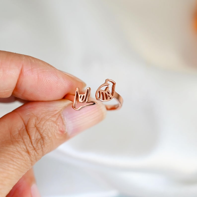 Personalized ASL Name Wrap Ring,gestures of Love Ring,sign Language ...