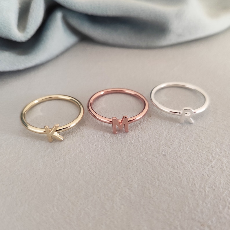 Personalized Letter Ring,dainty Initial Ring,18k Gold Tiny Ring,mothers ...