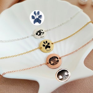 Personalized Pet Portrait Bracelet,Pet Paw Print Bracelet,Dog Bracelet,Name Bracelet,Birthday Gift for Kids,Mothers Day Gift,Christmas Gifts