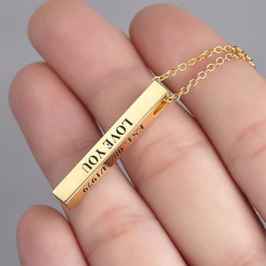 Collar de nombre de barra minimalista personalizado, collar de coordenadas, regalo para él, regalo para mamá, regalo de cumpleaños, regalo de Navidad, regalo de graduación, regalo árabe