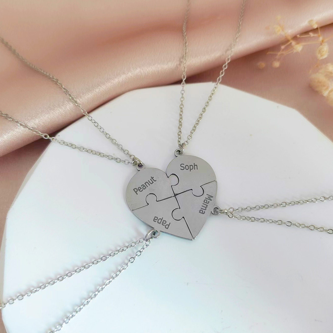 Colliers Meilleurs Amis Coeur Brisé à Partager Pour Trois - Puzzle Prénom Bijoux Pour Soeurs De La Famille - Puzzle Pendentifs Amitié Et 3 Chaînes - France