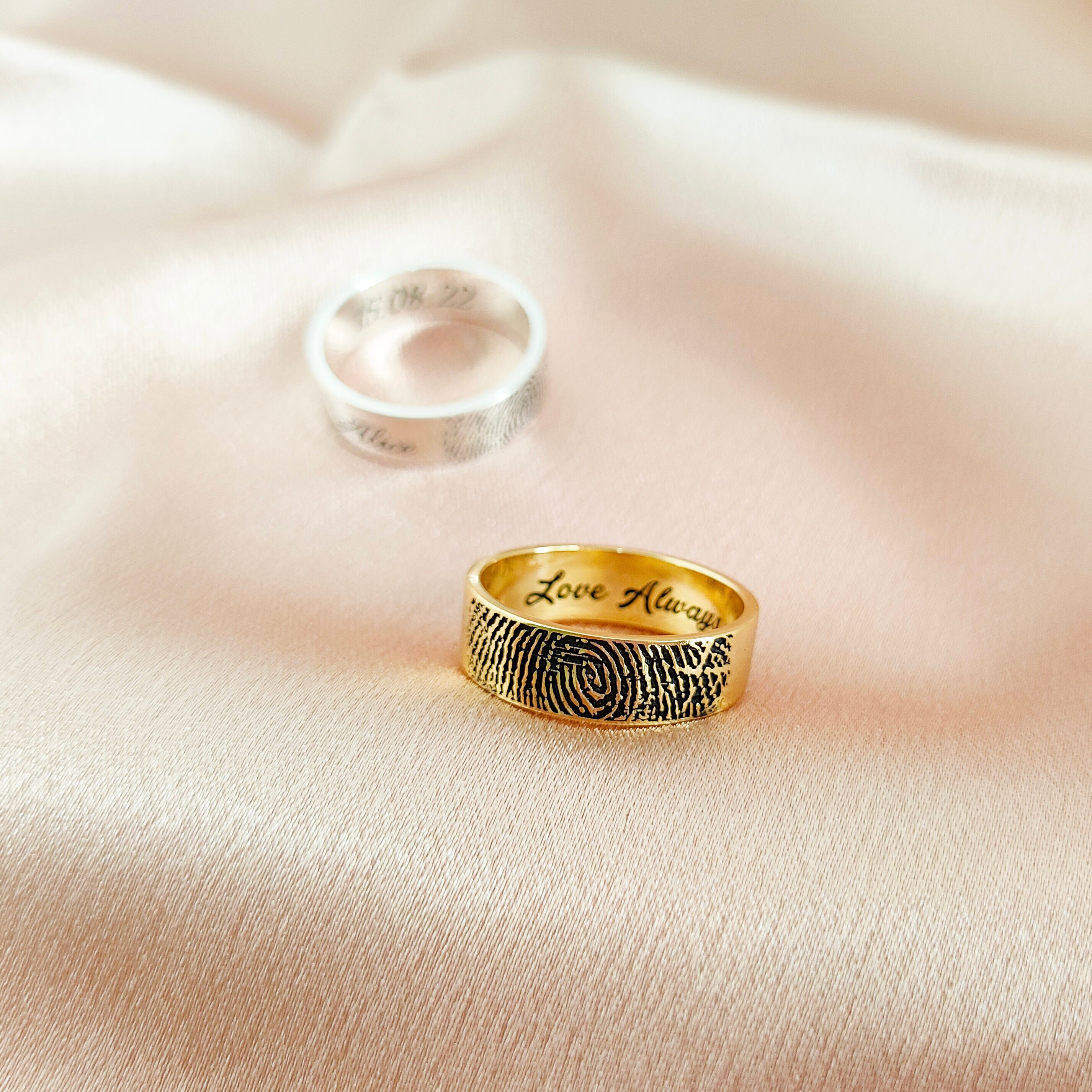 Custom Fingerprint Rings Custom Fingerprint Ring,actual Fingerprint Band,handwriting Ring ...